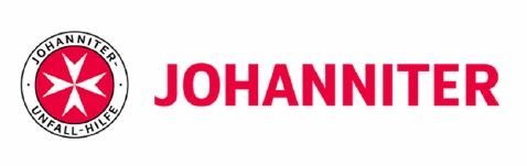 rundes Logo mit dem Schriftzug "Johanniter-Unfall-Hilfe" um ein rotes Feld mit einem weißem, achtspitzigem Kreuz in der Mitte und daneben ein roter Schriftzug "Johanniter"